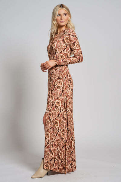 Jersey Wrap Dress-Paisley Print