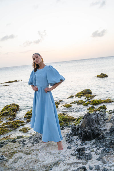 Asymmetric Dress-Sky Blue