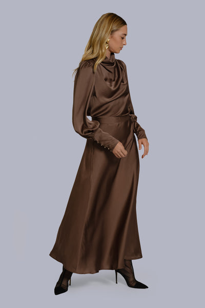 Silk Cowl Neck Blouse