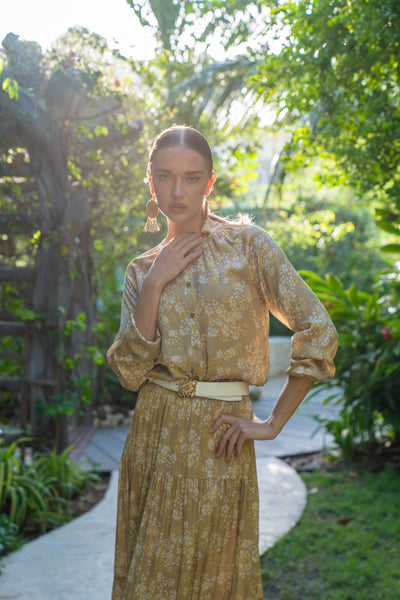 Button Down Shirt-Natural Floral