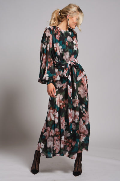 Drop Waist Belted Dress-Print
