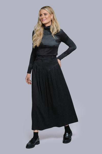 Printed Turtleneck- Black Floral Print