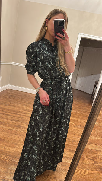 Printed Smocked Belted Dress