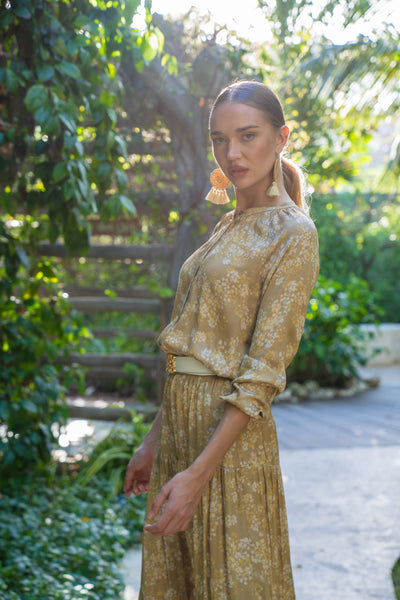 Button Down Shirt-Natural Floral