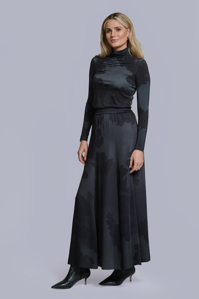 Printed Turtleneck- Black Floral Print
