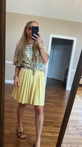 Pleated Leather Skirt