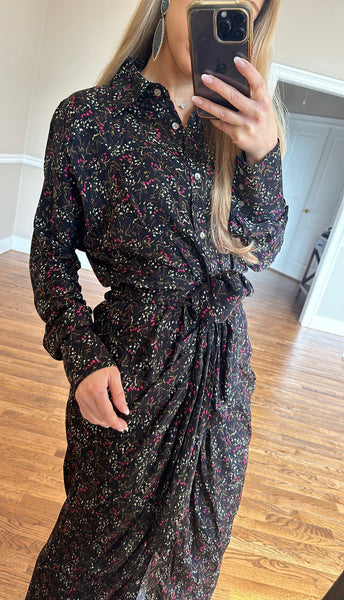 Draped Belted Dress-Print