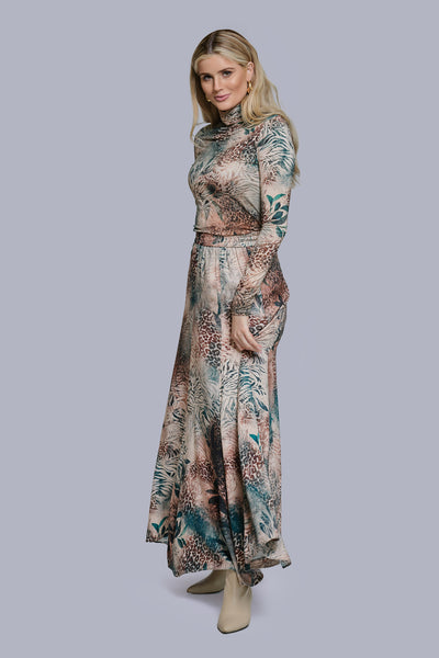 Printed Panel Maxi Skirt-AnimaFlora