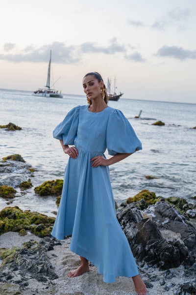 Asymmetric Dress-Sky Blue