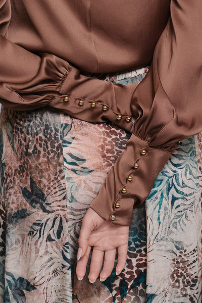 Silk Cowl Neck Blouse