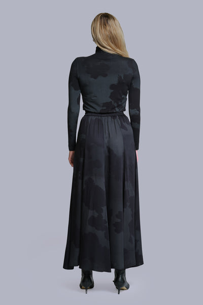 Printed Turtleneck- Black Floral Print