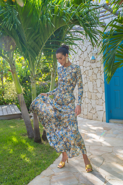 Printed Panel Maxi Skirt