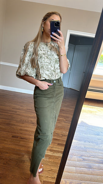 Printed Bubble Shirt-Capri Print
