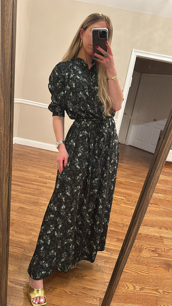 Printed Smocked Belted Dress