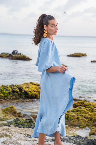 Asymmetric Dress-Sky Blue