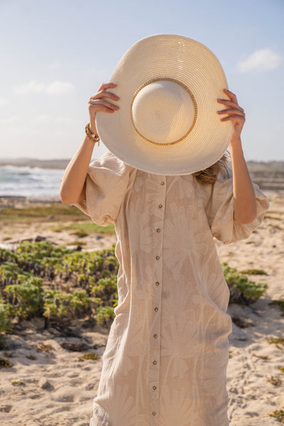 Bubble Sleeve Shirtdress-Textured Cotton