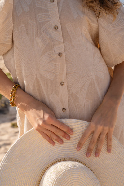 Bubble Sleeve Shirt-Textured Cotton