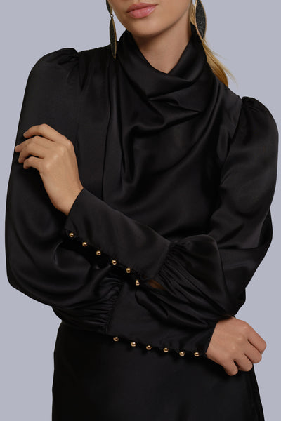 Silk Cowl Neck Blouse