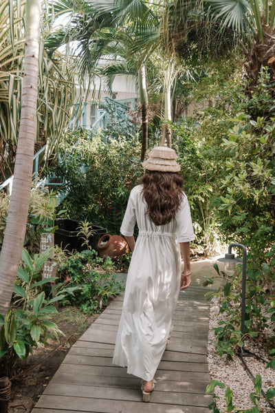 Belted Coconut Button Shirtdress- White