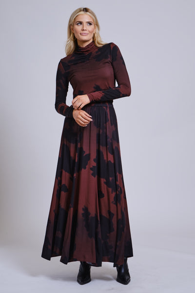 Printed Panel Maxi Skirt