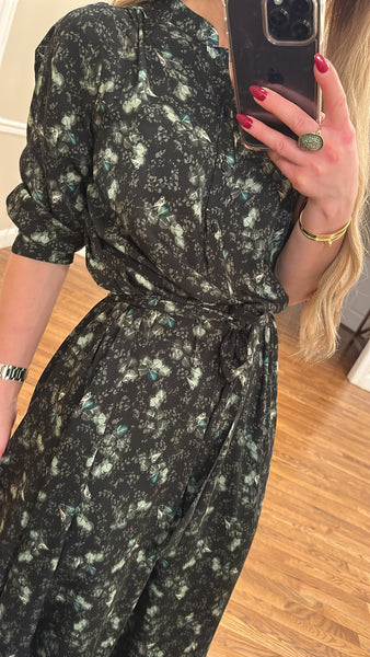 Printed Smocked Belted Dress
