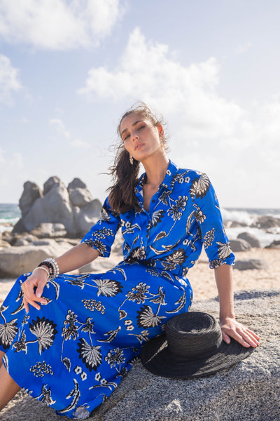 Femme Dress - Cobalt Floral