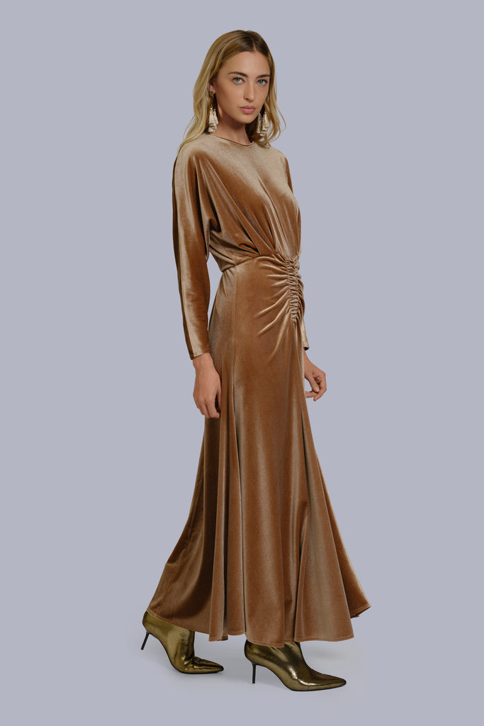 Ruched Waist Maxi Dress-Velvet Third By Cee Ruched Waist Maxi Dress-Velvet Third By Cee
