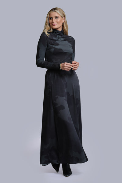 Printed Turtleneck- Black Floral Print