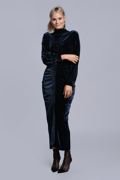 Velvet Ruched Evening Dress