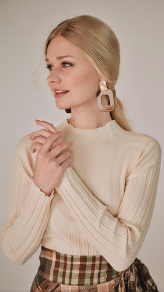 Ribbed Turtleneck - Ecru