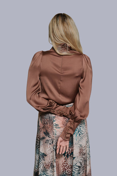 Silk Cowl Neck Blouse