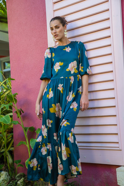 Prairie Maxi Dress-Slate Blue