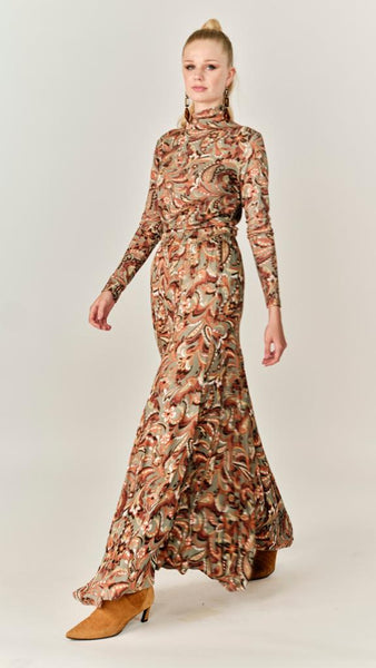 Panel Maxi Skirt - Rust Paisley