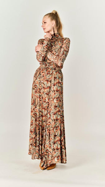 Panel Maxi Skirt - Rust Paisley