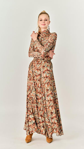 Panel Maxi Skirt - Rust Paisley