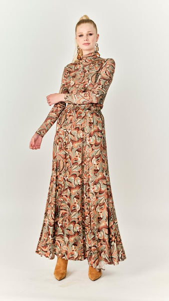 Panel Maxi Skirt - Rust Paisley