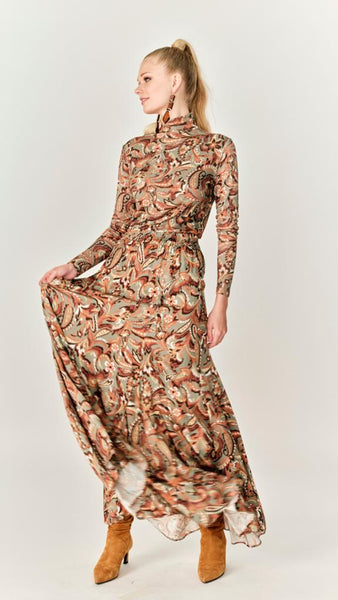 Panel Maxi Skirt - Rust Paisley