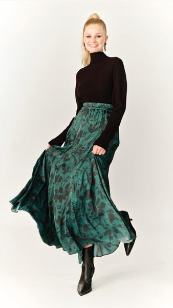 Panel Maxi Skirt - Green Floral