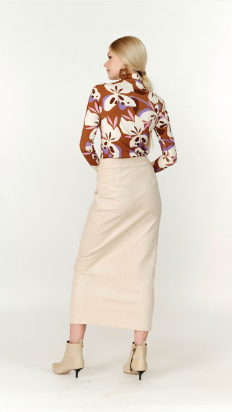 Printed Turtleneck - Bronze Floral