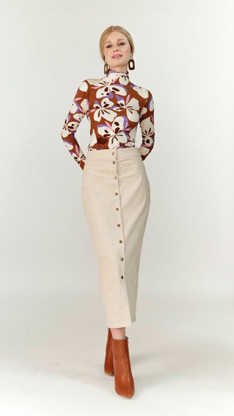 Printed Turtleneck - Bronze Floral