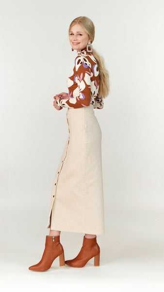 Printed Turtleneck - Bronze Floral