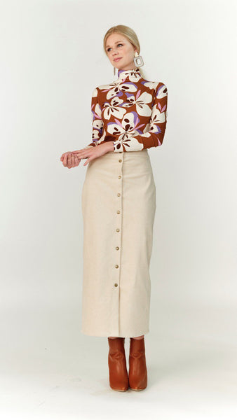 Printed Turtleneck - Bronze Floral