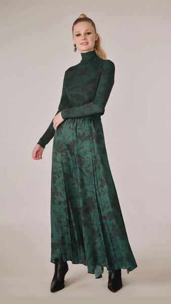 Panel Maxi Skirt - Green Floral