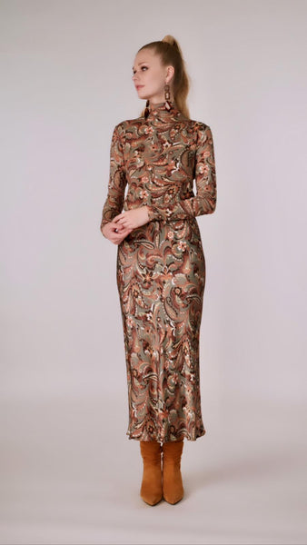Slip Dress - Rust Paisly