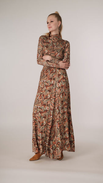 Panel Maxi Skirt - Rust Paisley