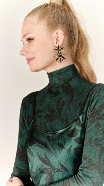 Knit Turtleneck - Green Floral