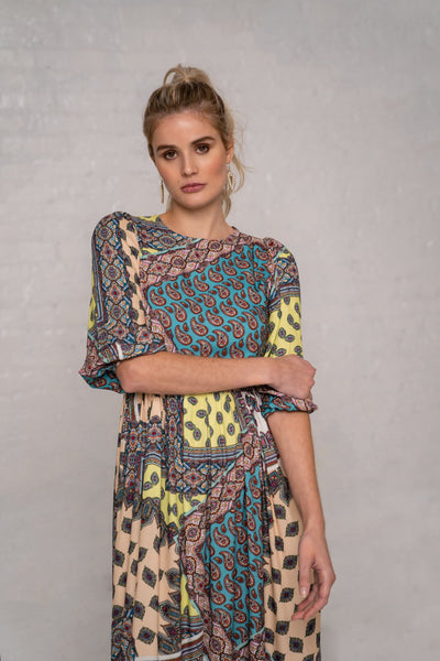 Printed Maxi Dress - Patchwork Print