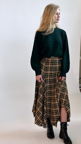 Asymmetric Plaid Skirt