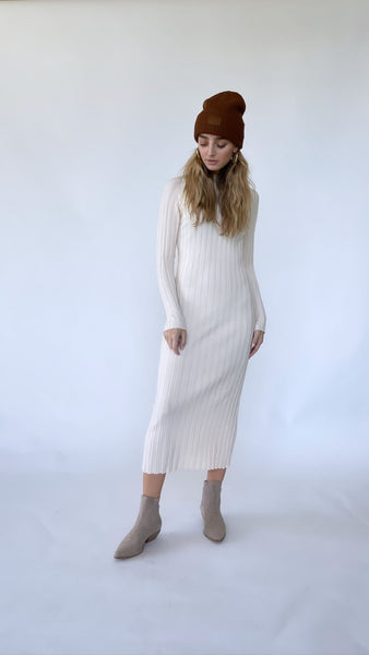 Ribbed  Knit Midi Dress