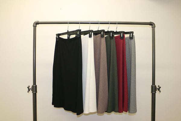 Ribbed A-line Skirt-Wide Ribbed